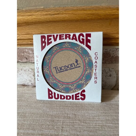 Beverage Buddies Sandstone Coasters Tucson Print Natural Solid - Picture 1 of 14